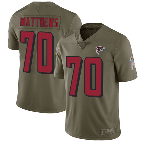 Atlanta Falcons Limited Olive Men Jake Matthews Jersey NFL Football #70 2017 Salute to Service